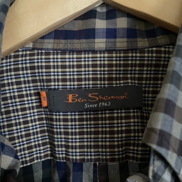 Ben Sherman Gingham Check Plaid Long Sleeve Button Down Shirt S - Picture 6 of 8